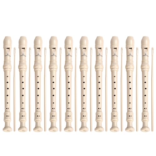 CONJURER 10Pc Soprano Recorder Instrument for Kids Student - German Fingering 8 Hole Flute ABS Descant Recorders for Beginner