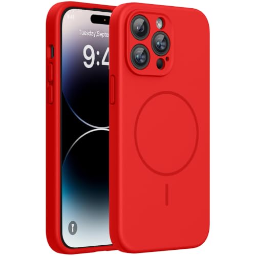 Miracase Silicone & Magnetic for iPhone 14 Pro Case, Red