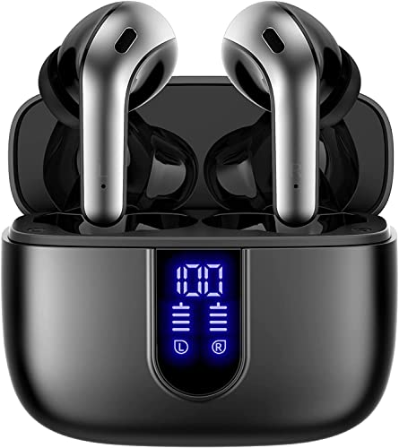 TAGRY Bluetooth Headphones True Wireless Earbuds 60H Playback LED Power Display Earphones with Wireless Charging Case IPX5 Wa
