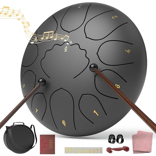 Rain Drum for Outside Garden, 8 Inches 11 Notes Steel Tongue Chakra Drum, Waterproof Meditation Rain Chime, Musical Instrumen