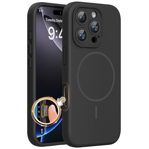 Miracase Magnetic for iPhone 16 Pro Case, Silicone, Black