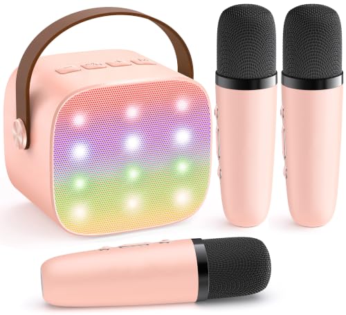 YLL Mini Karaoke Machine with 3 Wireless Microphones, Gifts for Kids