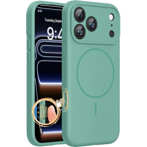 Miracase Magnetic for iPhone 17 Pro Case, Silicone, Midnight Green