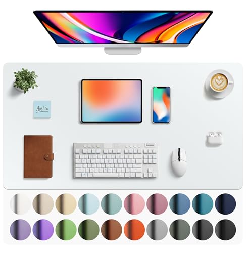 Aothia Faux Leather Desk Mat - Large Mouse Pad, Non-Slip PU Leather Blotter, Waterproof Writing Surface for Office and Home (