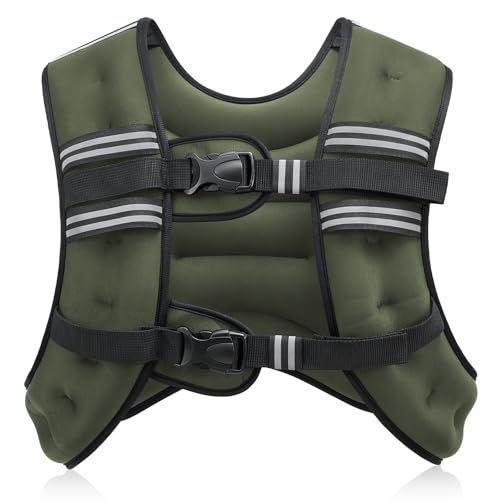 ZELUS Weighted Vest, 6lb/8lb/12lb/16lb/20lb/25lb/30lb Weight Vest with Reflective Stripe for Workout, Strength Training, Runn