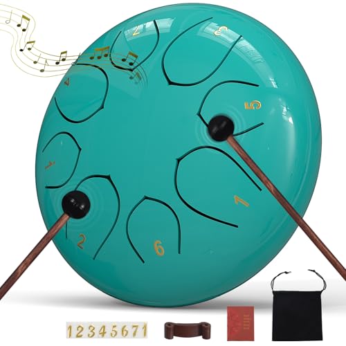 Rain Drum for Outside Garden, 6 Inches 8 Notes Steel Tongue Chakra Drums, Waterproof Meditation Rain Chime, Musical Instrumen