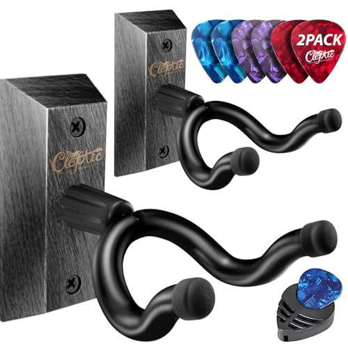 ClefArc Guitar Wall Hanger 2 Pack U-Shaped Black Mount