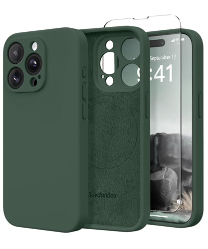 SuydanBox Magnetic for iPhone 15 Pro Max Case Silicone Alpine Green