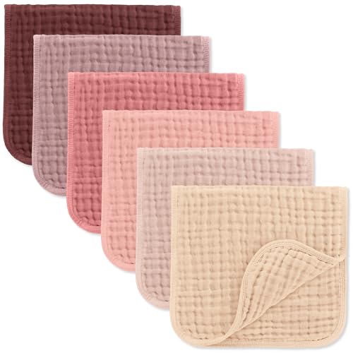 Comfy Cubs Muslin Burp Cloths 20x10" 6 Pack, Baby Burp Cloths - Multi Girl