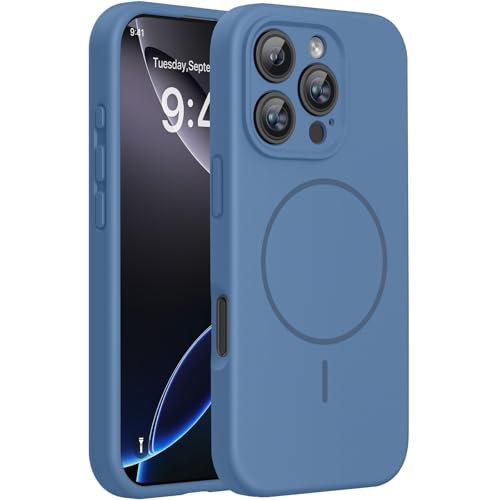 Miracase Silicone & Magnetic for iPhone 16 Pro Max Case, Glass Blue