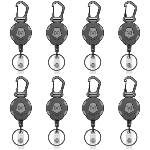 MNGARISTA 8-Pack Retractable Keychain, Heavy Duty Carabiner Badge Holder, Tactical ID Badge Reel with 31.5” Steel Retractable