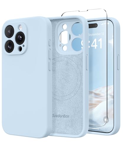 SuydanBox Magnetic for iPhone 14 Pro Max Case Silicone Light Blue
