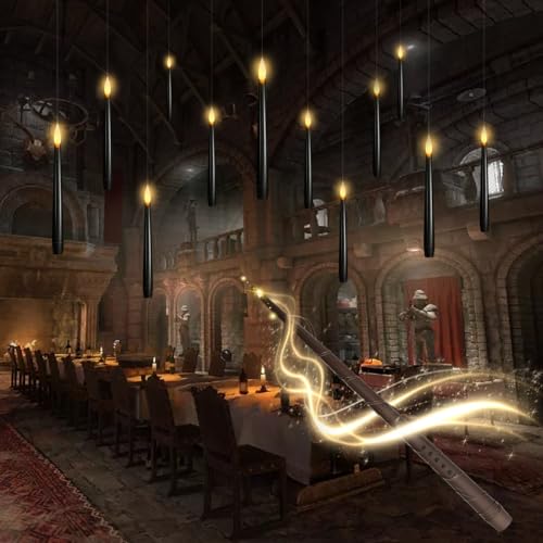 kakoya Flameless Floating Candles with Wand，12 Pcs Magic LED Hanging Taper Candles，Flickering Battery Operated Taper Candle w