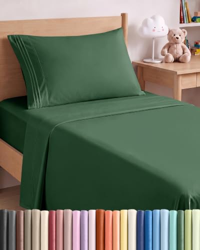 Twin Size 3 Piece Sheet Set - Breathable & Cooling Sheets - Emerald Green