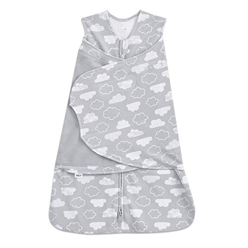 HALO 100% Cotton Sleepsack Swaddle, 3-Way Adjustable Wearable Blanket, TOG 1.5, Clouds, Small, 3-6 Months