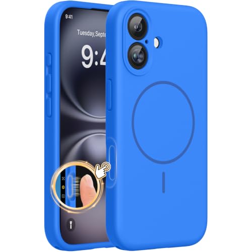 Miracase Silicone & Magnetic for iPhone 16 Case, Mediterranean Blue