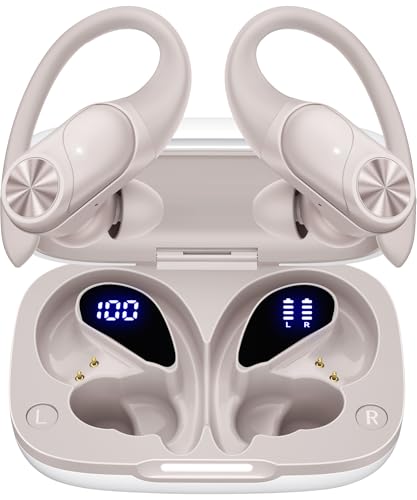PocBuds Bluetooth Headphones Wireless Earbuds 80hrs Playtime Wireless Charging Case Digital Display Sport Ear Buds with Earho