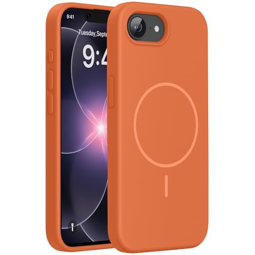 Miracase Silicone & Magnetic for iPhone 17e/16e Case, Amber Orange