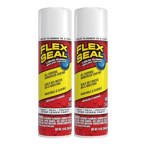 Flex Seal Spray Rubber Sealant Coating, Waterproof, White, 14 oz, 2-Pack