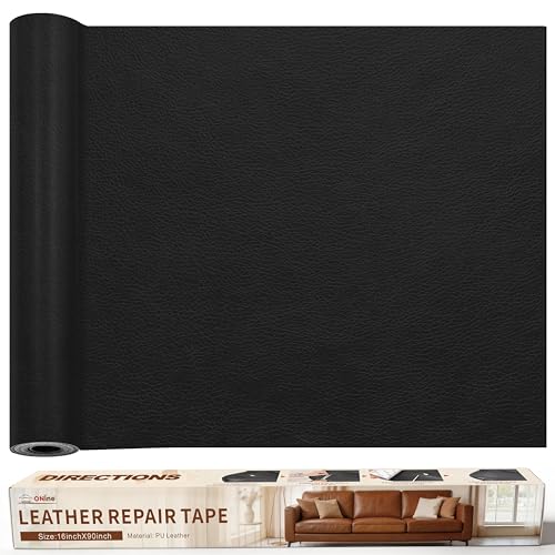 ONine Leather Repair Patch，Leather Repair Tape, 16 x 90 inches Leather Repair Patch for Furniture,Vinyl Repair Kit，Leather Co