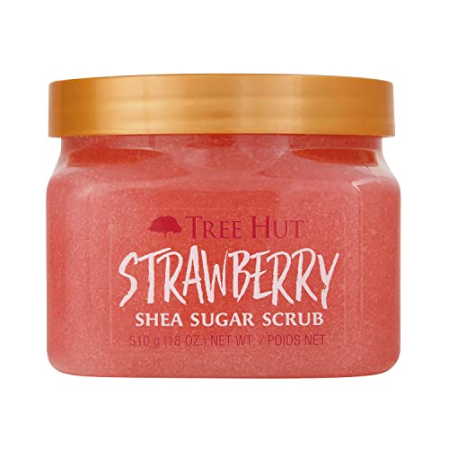 Tree Hut Strawberry Shea Sugar Scrub, Exfoliating, Hydrating & Moisturizing Body Scrub with Shea Butter & Nourishing Essentia