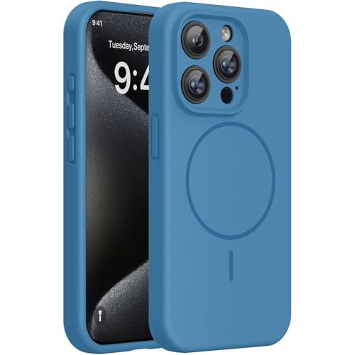 Miracase Silicone & Magnetic for iPhone 15 Pro Case, Capri Blue