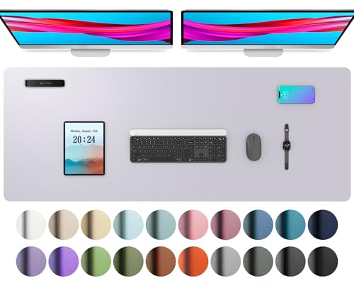 Aothia Large PU Leather Desk Pad Protector – Non-Slip Mouse Pad & Writing Mat for Office/Home, Waterproof, Easy to Clean (Smo