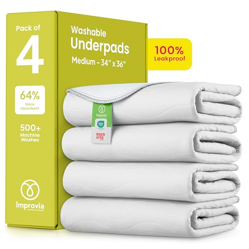 IMPROVIA® Washable Underpads, Heavy Absorbency Reusable Incontinence Pads