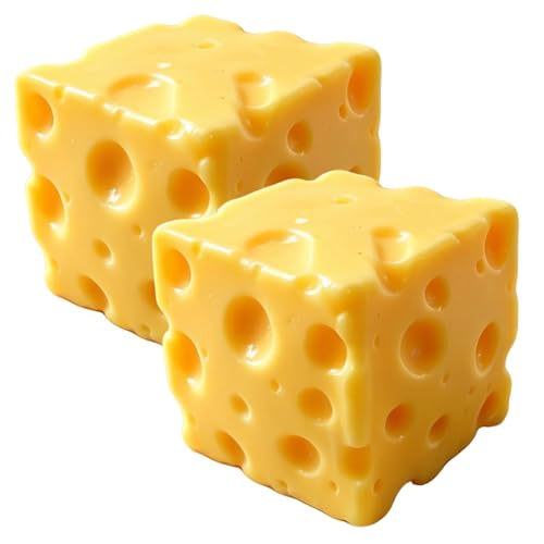 Cheese Squishy Stress Relief Original Sensory Food Squishy Stress Relief Fidget Toy Stress Balls for Adults (Yellow-2PCS)