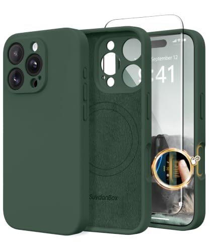 SuydanBox Magnetic for iPhone 16 Pro Case Silicone Alpine Green
