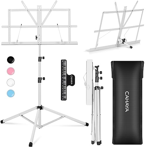 CAHAYA Sheet Music Stand Portable Folding Dual Use Desk Book Holder White