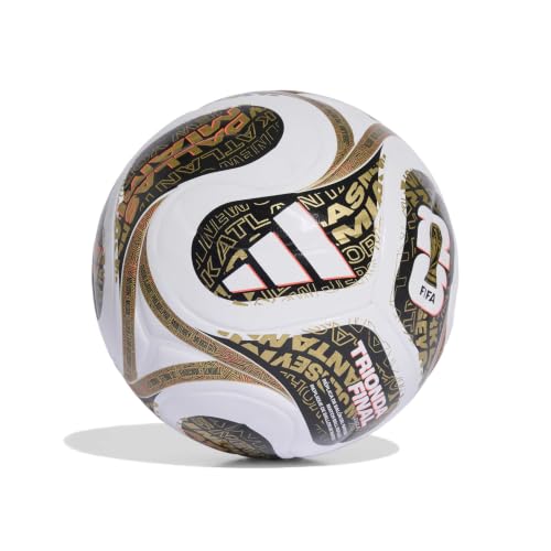 adidas Unisex-Adult World Cup League Finals Ball, White/Black/Gold Metallic, 5
