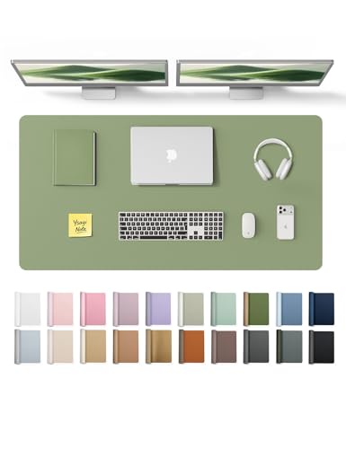YSAGi Leather Desk Protector, Office Mat, Large Mouse Mat, Non-Slip PU Leather Blotter, Laptop Desk Pad, Waterproof Writing P