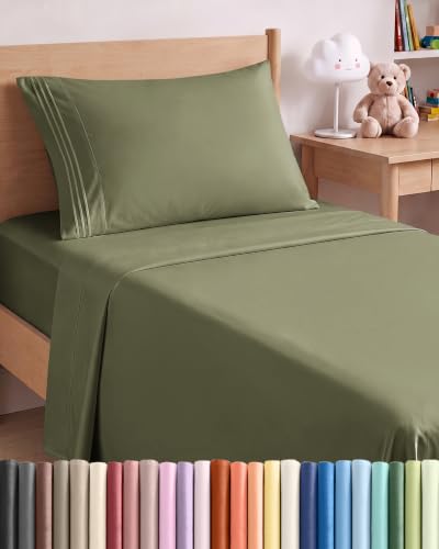 Twin Size 3 Piece Sheet Set - Breathable & Cooling Sheets - Sage Green