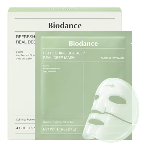 BIODANCE Refreshing Sea kelp Real Deep Mask, Overnight Hydrogel Face Mask, Calming, Oil & Sebum Control, Blemish Care, After 