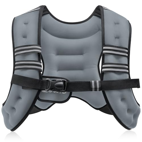 ZELUS Weighted Vest, 6lb/8lb/12lb/16lb/20lb/25lb/30lb Weight Vest with Reflective Stripe for Workout, Strength Training, Runn