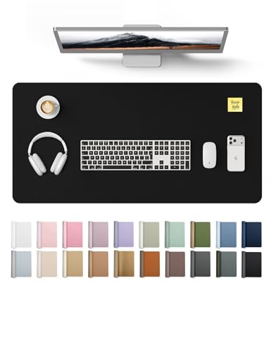 YSAGi Large Extended PU Leather Desk Pad Protector – Non-Slip Waterproof Desk Mat for Office & Home, Easy Clean Mouse Pad & L