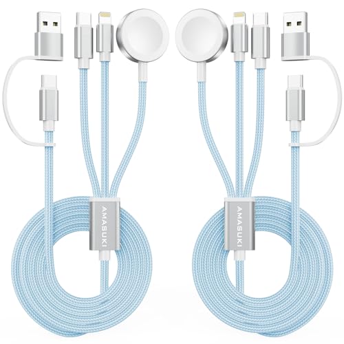 2Pack Travel Essentials,3 in 2 USB C Cable for Apple Watch Charger,iPhone Charger,Multi Charging Cable,Cruise Vacation Campin