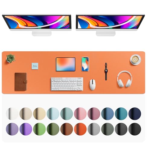 Aothia Faux Leather Desk Mat - Large Mouse Pad, Non-Slip PU Leather Blotter, Waterproof Writing Surface for Office and Home (
