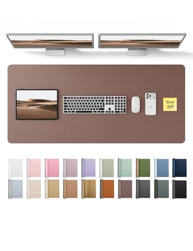 YSAGi Leather Desk Protector, Office Mat, Large Mouse Mat, Non-Slip PU Leather Blotter, Laptop Desk, Waterproof Writing Pad f