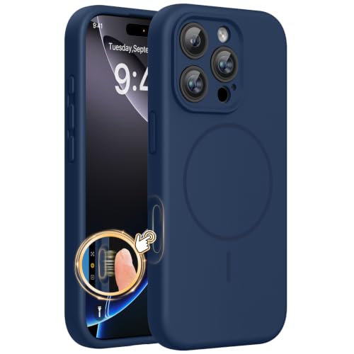Miracase Magnetic for iPhone 16 Pro Case, Silicone, Dark Blue