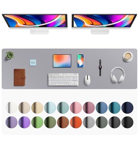 Aothia Faux Leather Desk Mat - Large Mouse Pad, Non-Slip PU Leather Blotter, Waterproof Writing Surface for Office and Home (