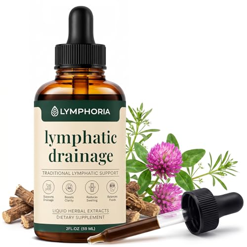 LYMPHORIA Lymphatic Drainage Drops for Bloat Relief & De-Puff – Cleavers Red Clover Stillingia Root & Prickly Ash Bark – Lymp