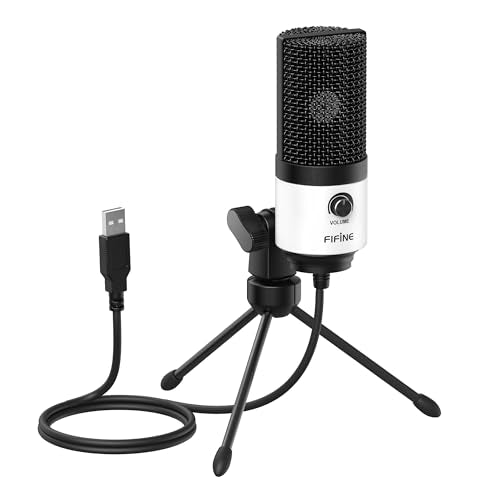 FIFINE K669 White USB Desktop Microphone for Recording, Online Meeting