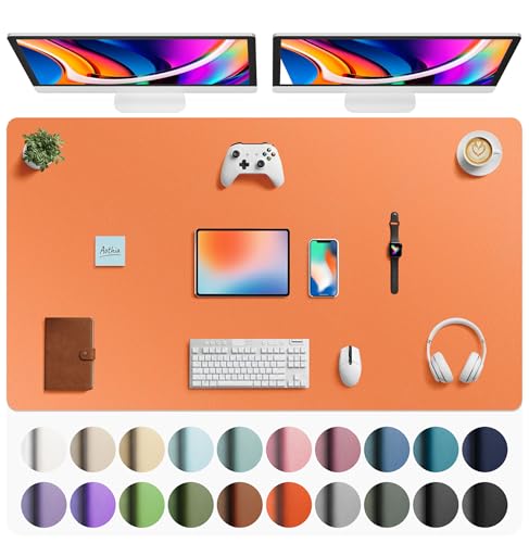 Aothia Faux Leather Desk Mat - Large Mouse Pad, Non-Slip PU Leather Blotter, Waterproof Writing Surface for Office and Home (