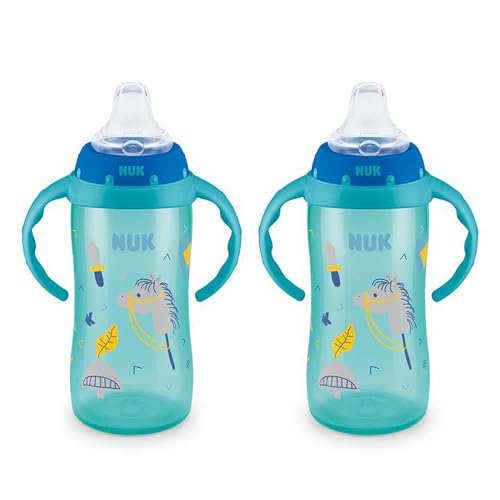 NUK Learner Cup, 10 oz, 2 Pack, 8+ Months﻿ – BPA Free, Spill Proof Sippy Cup
