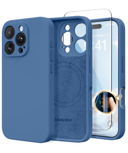 SuydanBox Magnetic for iPhone 16 Pro Case Silicone Lake Blue