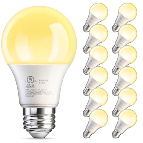 TJOY 12 Pack A19 LED Light Bulb, Soft Warm White 2700K, 60 Watt Eq E26 Base