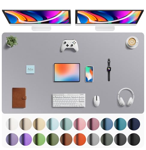 Aothia Faux Leather Desk Mat - Large Mouse Pad, Non-Slip PU Leather Blotter, Waterproof Writing Surface for Office and Home (