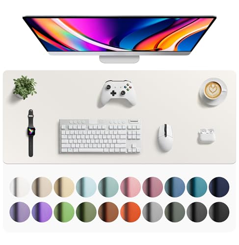 Aothia Faux Leather Desk Mat - Large Mouse Pad, Non-Slip PU Leather Blotter, Waterproof Writing Surface for Office and Home (